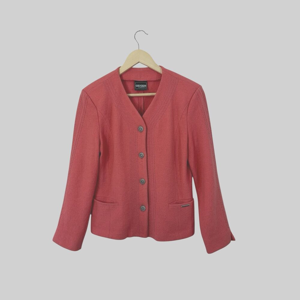 Vintage Geiger Collection 36 Austria Wool Cardigan Sweater Long Sleeve Womens